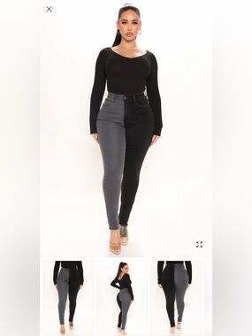 Fashion Nova High Rise Black and Gray Jeans